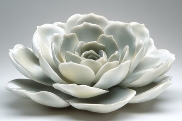 Ceramic succulent sculpture, light gray