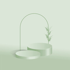 Design template podium product with green soft colors