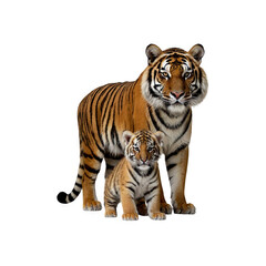Fototapeta premium Mother tiger is looking after her cub generative AI