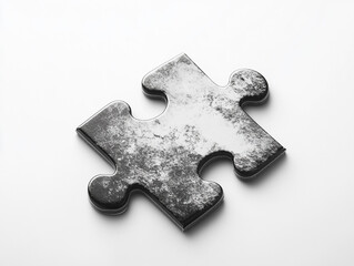 Fototapeta premium Single Grey Puzzle Piece Solution Teamwork Jigsaw Problem Solving Strategy Connectio