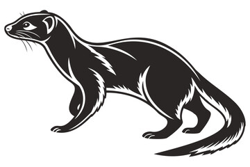 Find black and white ferret vector illustration for design projects and ferret themed graphic design needs now isolated on transparent background