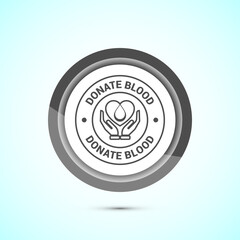 Blood donation icon design illustration, Donate blood badge label sign, Gray color button design