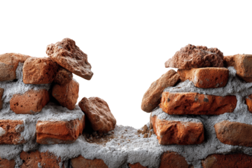 Transparent remnants of a brick wall urban landscape high-resolution image natural light close-up view capturing structural decay