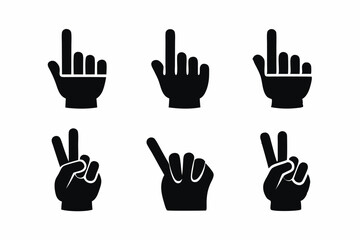 set of Fingers Crossed icon silhouette vector illustration