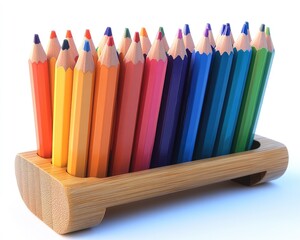 Obraz premium Colorful pencils in a wooden holder (1)