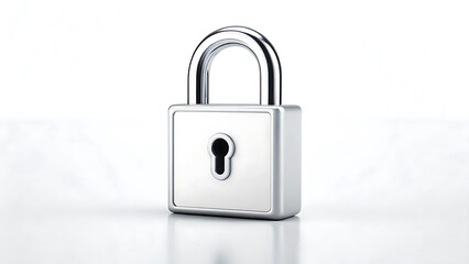 Naklejka premium Secure 3D Padlock Icon Solid, Chrome, White Background