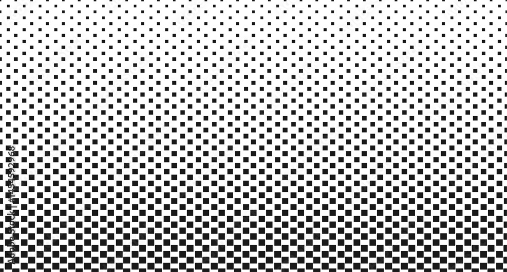 Aufkleber Halftone dotted abstract background. Black and white print with mosaic geometric gradient squares. Digital technology concept - monochrome pattern