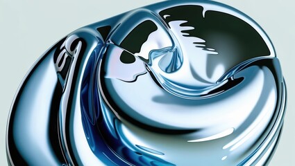 Abstract Blue Metallic Fluid Shapes Creating Dynamic And Futuristic Design, Showcasing Smooth, Flowing Forms With Reflective Surfaces, Ideal For Modern Creative Projects And Backgrounds.​	
