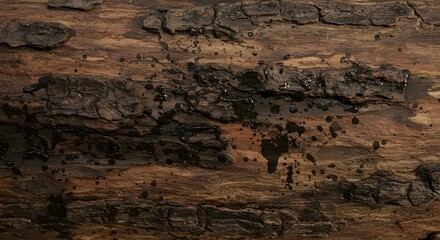 Fototapeta premium Splashes of Ink on Rugged Tree Bark