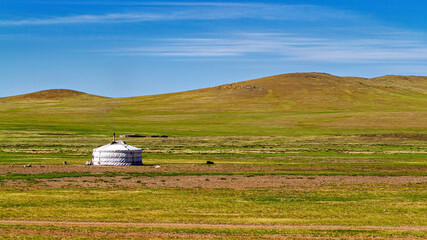 Mongolian Yurt and Camp of nomadic people	