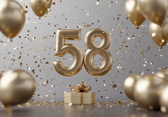 Gold Balloons and Confetti for Celebrating Special Birthday Event