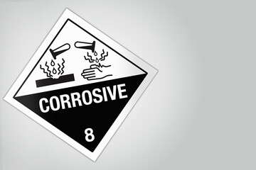 Hazardous Material HAZMAT Diamond Label Marking Placard Shipping Class 8 International Corrosive Worded
