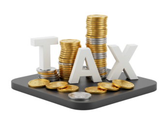 Calculating Taxes Concept with Coins and Letters