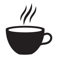 Cup icon. Coffee or tea cup icon. Coffee cup silhouette with steam vector illustration, a cup of hot cafe coffee or caffeine drink flat vector icon. Coffee cup icon vector . cup a coffee icon vector.