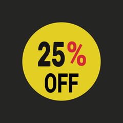 25% off coupon discount icon vector design background.