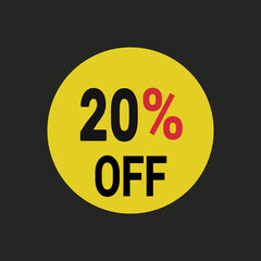 20% off coupon discount icon vector design background.