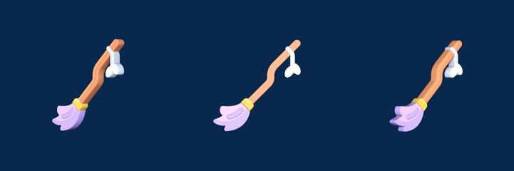 broom halloween 3D icon