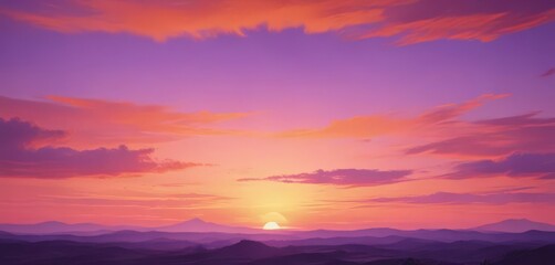 Fototapeta premium Abstract watercolor sunset, vibrant orange and purple hues , purple, clouds, dramatic