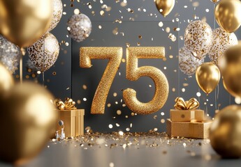 Golden Celebration Theme for 75th Birthday Party Decoration