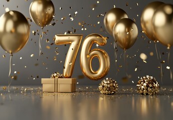 Golden Balloons and Decorations for 76th Celebration Event