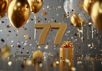 Golden Celebration with Balloons and Festive Decorations for Event