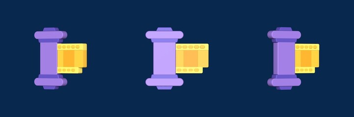 film reel cinema 3D icon