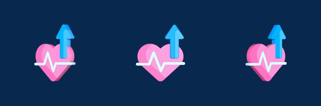 heart rate increase and decrease 3D icon