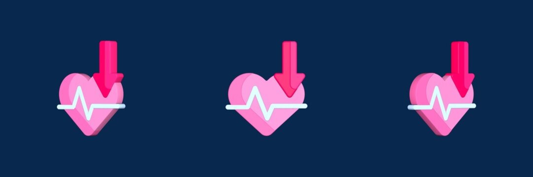 heart rate increase and decrease 3D icon