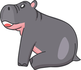 Hippo Sitting Down Calmly for Nursery or Baby Designs