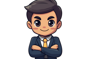 Adorable Anime Manga Office Manager Avatar Illustration Crossed Arms