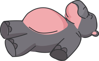 Adorable Sleeping Hippo Lying on Side for Animal and Kids Designs
