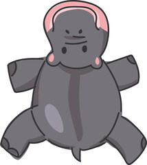Hand-Drawn Hippo with Arms Stretched Wide for Greeting Card Design