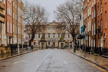 Dublin - The National Library of Ireland - designed by Thomas Newenham Deane is located on Kildare Street in Dublin's city centre. It was established in 1877 and has an estimated 8 million items