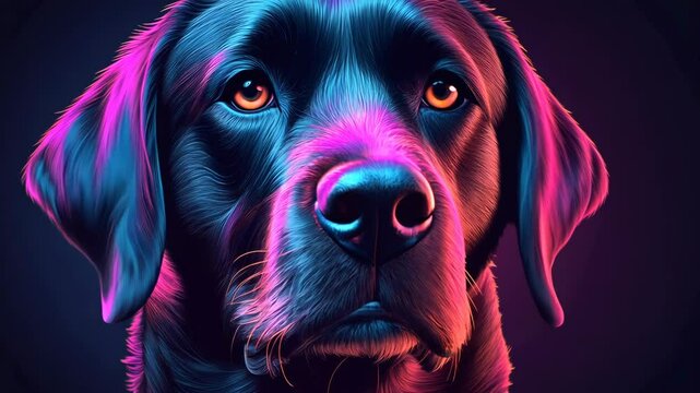 Vibrant, digital portrait of a black lab