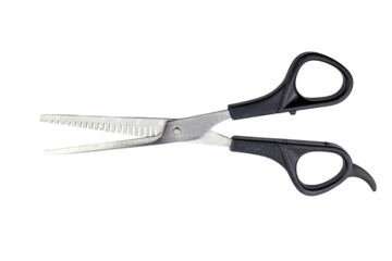 Black scissors isolated on white background.