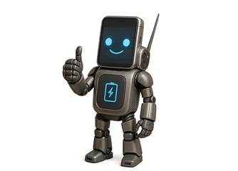 Humanoid Robot Looking like Phone Screen, AI Tech Cutout PNG Isolated on Transparent Background