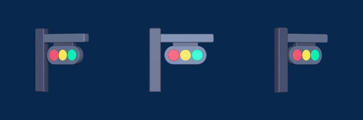 traffic light map and navigation 3D icon