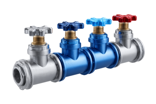 Transparent plumbing solutions innovative valve systems industry workshop functional design urban environment close-up perspective