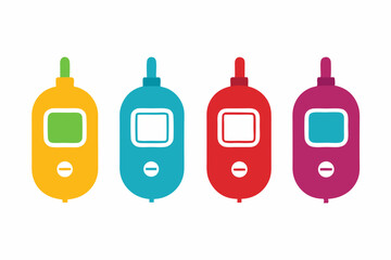 set of Glucose Meter icon silhouette vector illustration