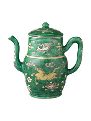 Antique Chinese Green Ceramic Ewer - Qing Dynasty Porcelain Teapot