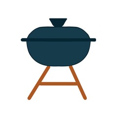 Simple illustration of a charcoal grill with wooden legs. Ideal for BBQ-themed designs.