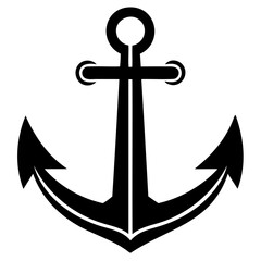 Black anchor vector illustration for nautical theme designs and maritime related graphic projects and templates isolated on transparent background