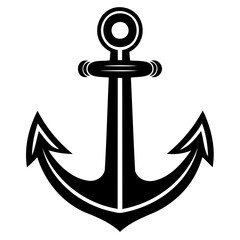 Anchor nautical vector black and white clip art sea ocean boat marine symbol design graphic illustration icon isolated on transparent background