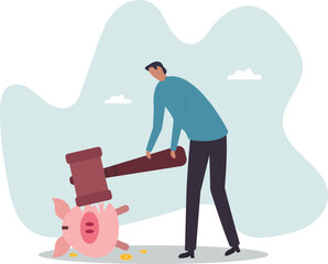 Inflation causing money value decreased or recession make stock market crash,character for design.