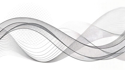Minimalistic Abstract Wave Background in Grayscale – Flowing Line Art for Modern Design


