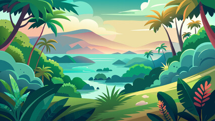 Vector design can bring this scene to life with smooth gradients, gentle curves, and a soft color palette.
Use wide strokes to show the expanse of ocean, and intricate shapes for the coral reef outlin