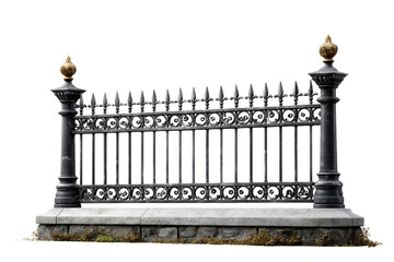 Fototapeta premium Elegant transparent iron fence design urban setting 3d render modern architecture front view aesthetic appeal