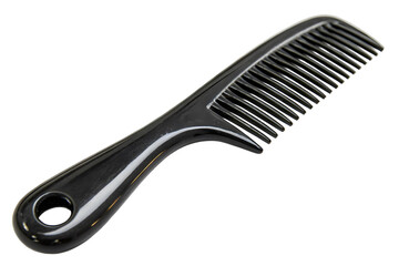 Black comb hair care personal grooming tool isolated on transparent background studio shot