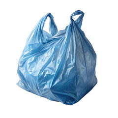 blue plastic bag on a transparent background ready for recycling or disposal concept image