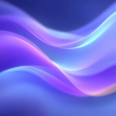 Abstract Flowing Waves 3D Render: Blue, Purple, and White Smooth Gradient Background
